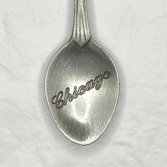 John Hancock Center Chicago VTG 5" Pewter Spoon Travel Souvenir D112 WAPW (EUC) - Picture 3 of 6